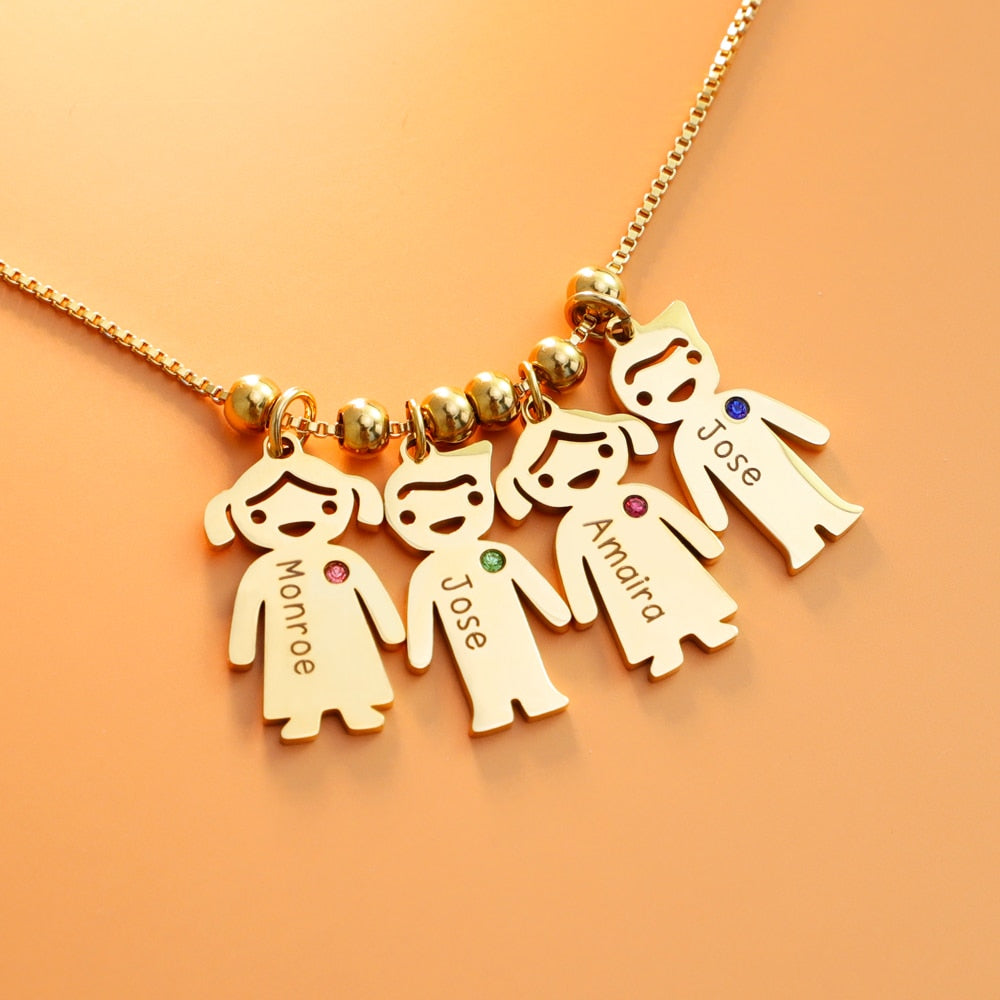 Mother's Day necklace, children's name custom pendant