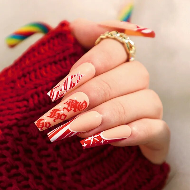 Glitter Long Holiday Nail Chips for a Festive Vibe