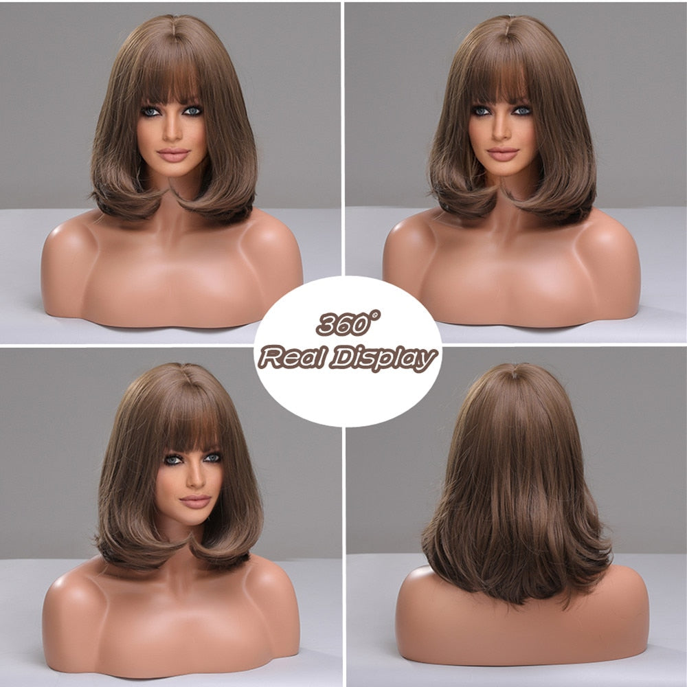 Daily short hair wig with bangs