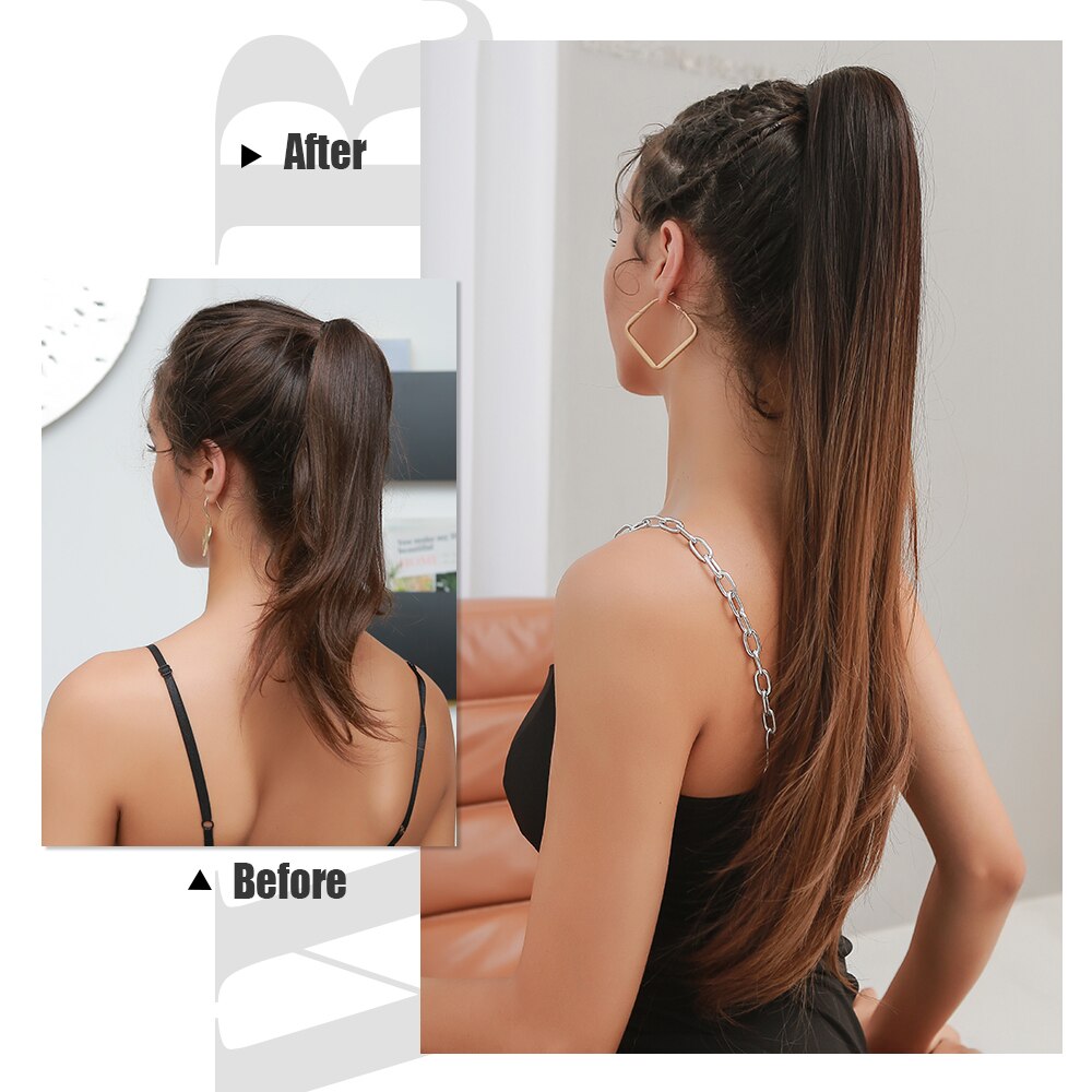 Hair Clip Ponytail Wig Natural Straight Curly Hair