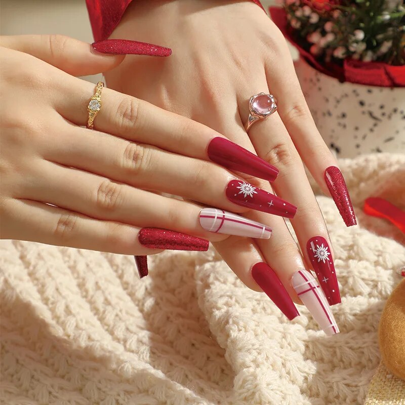 Glitter Long Holiday Nail Chips for a Festive Vibe