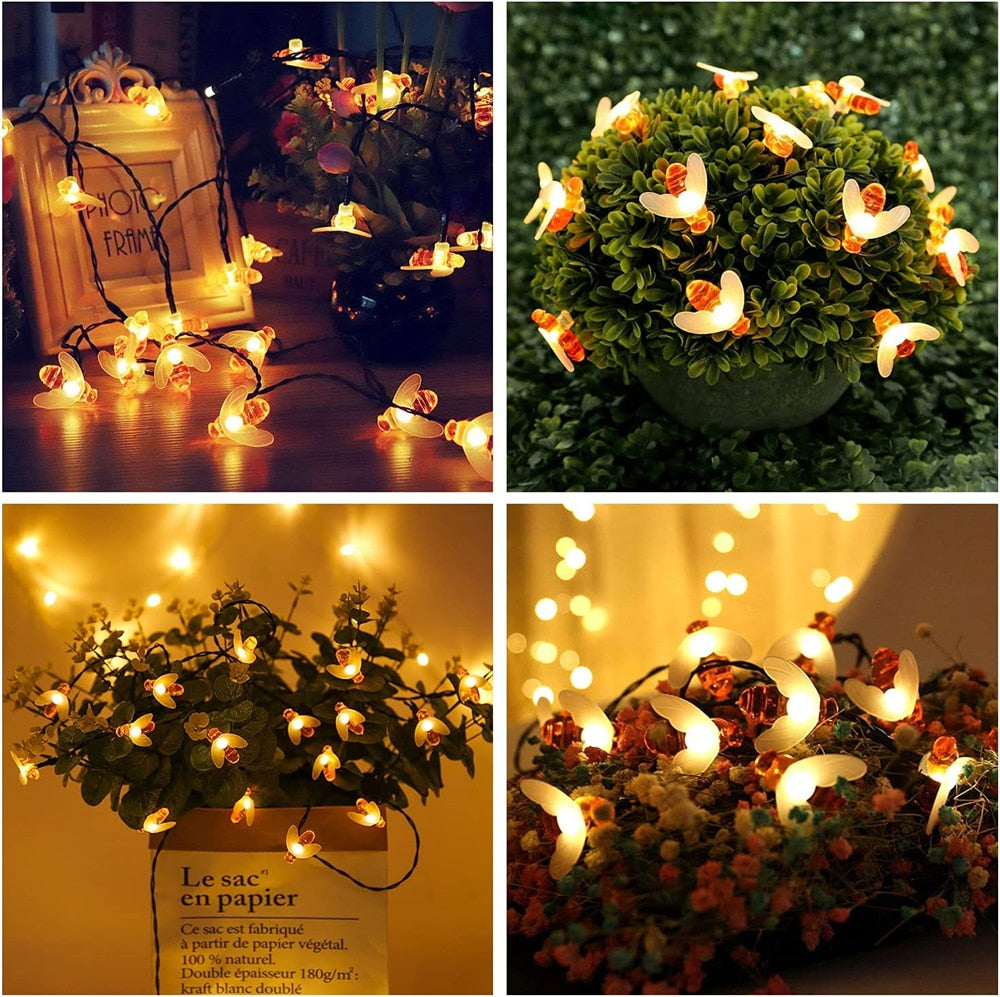 LED solar string lights bee outdoor garden decoration