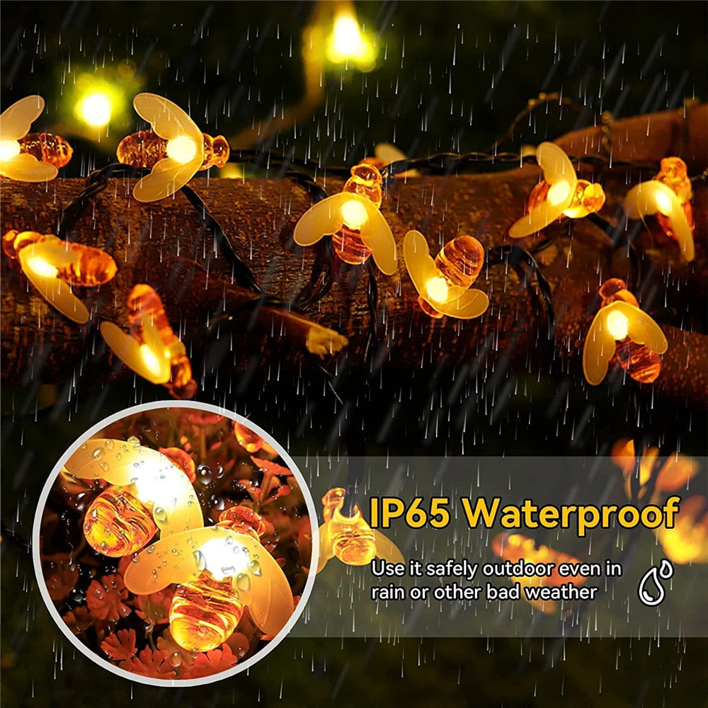 LED solar string lights bee outdoor garden decoration