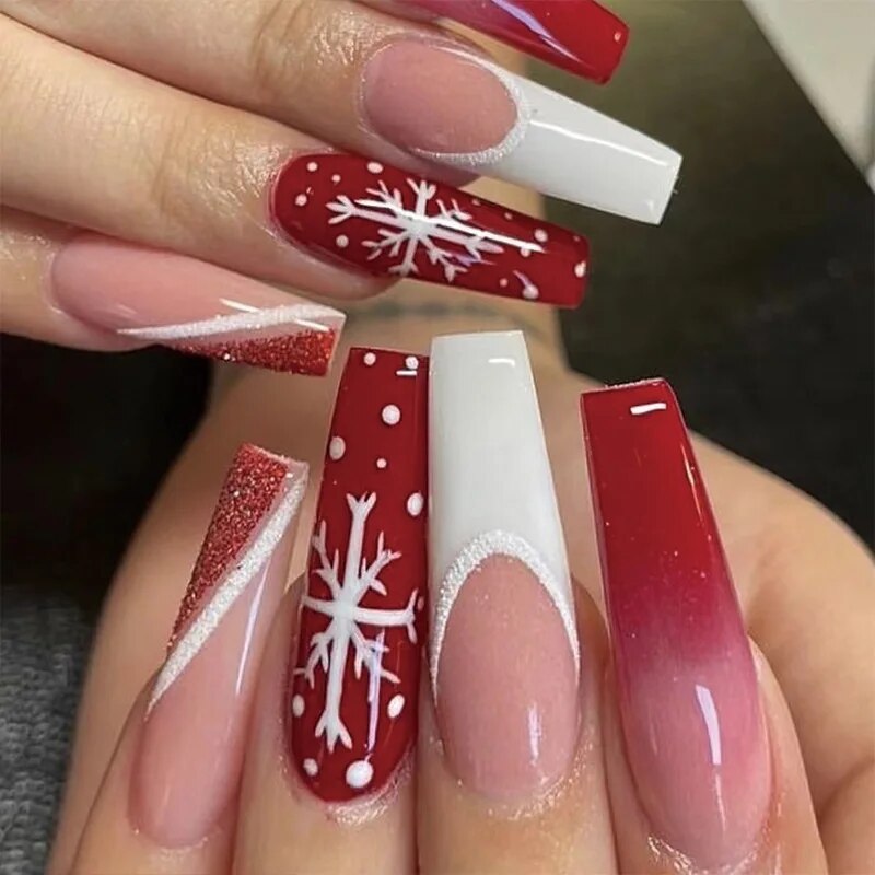 Glitter Long Holiday Nail Chips for a Festive Vibe