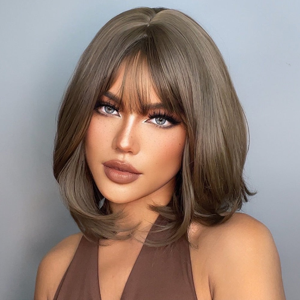 Daily short hair wig with bangs